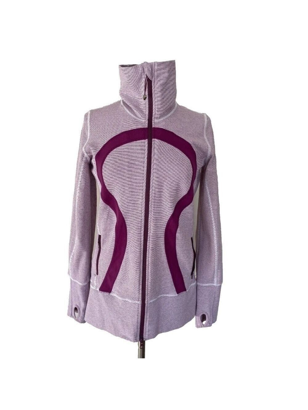 Lululemon In Stride Jacket Full Zip Dewberry Microstripe Womens size 8 Purple